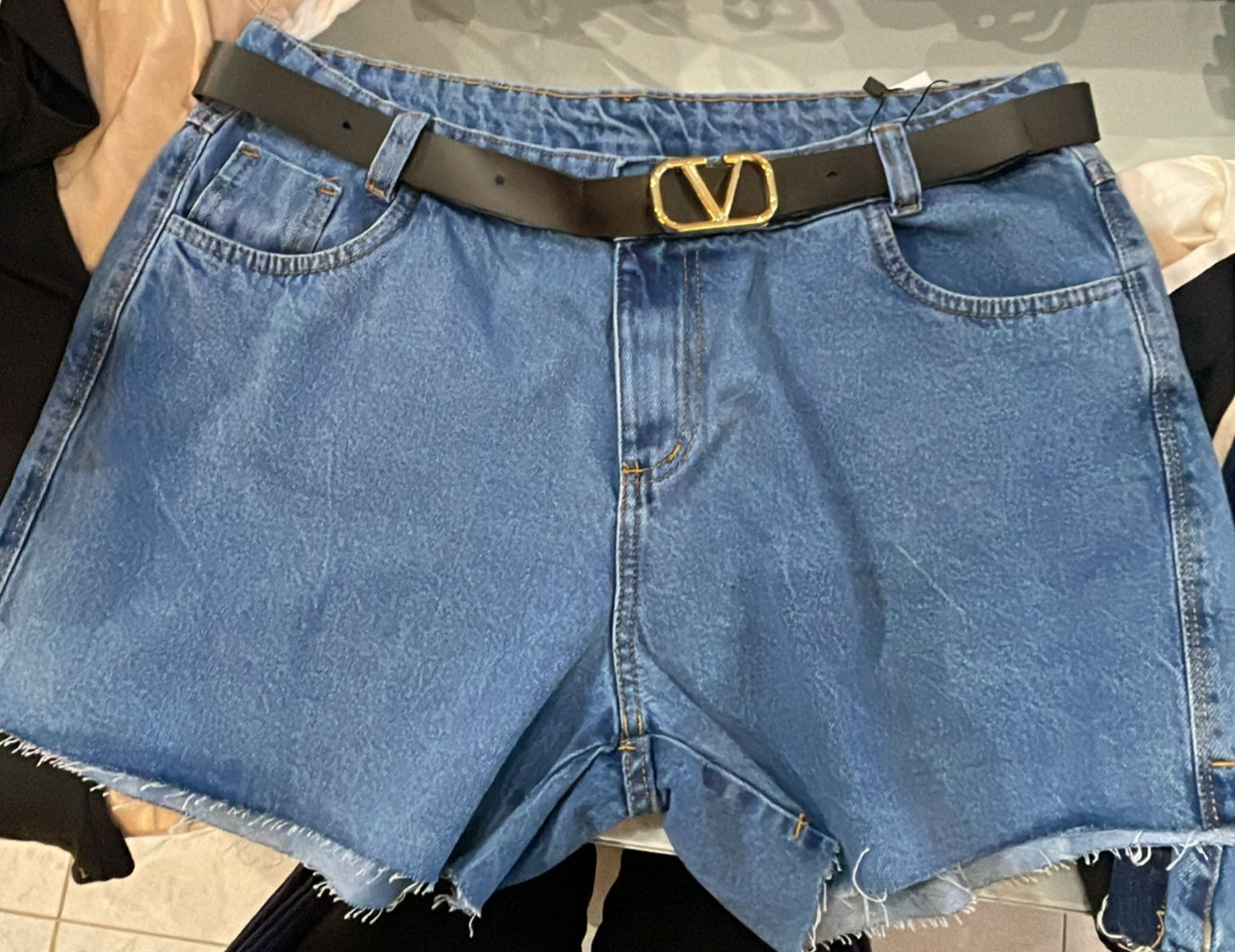 SHORT C/CINTO JEANS AZUL