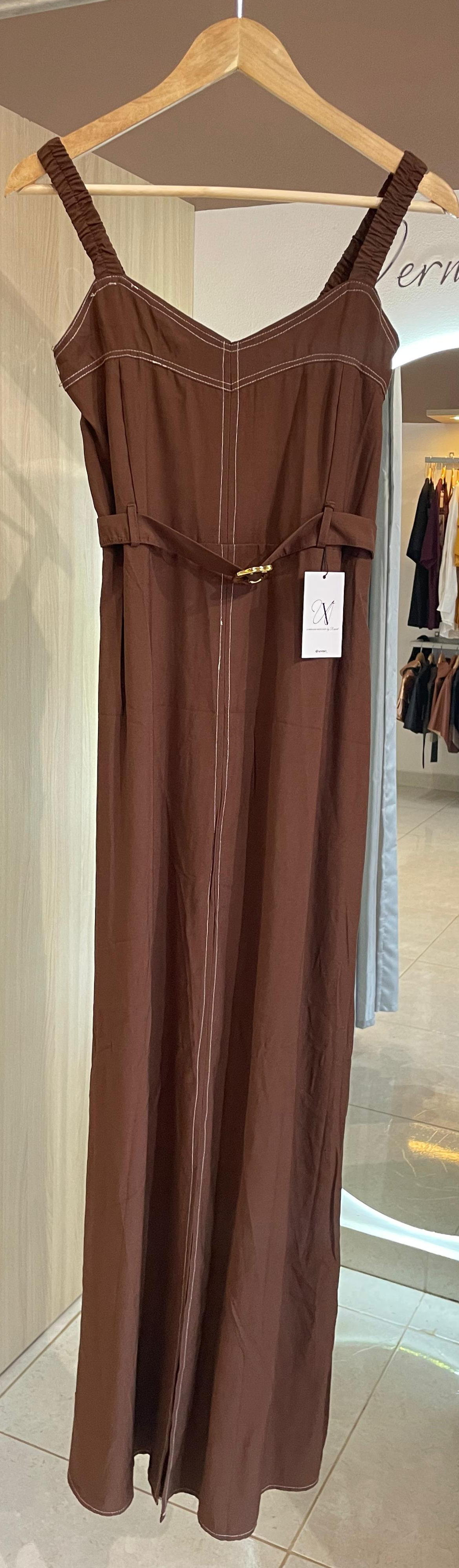 VESTIDO LINHO MARROM
