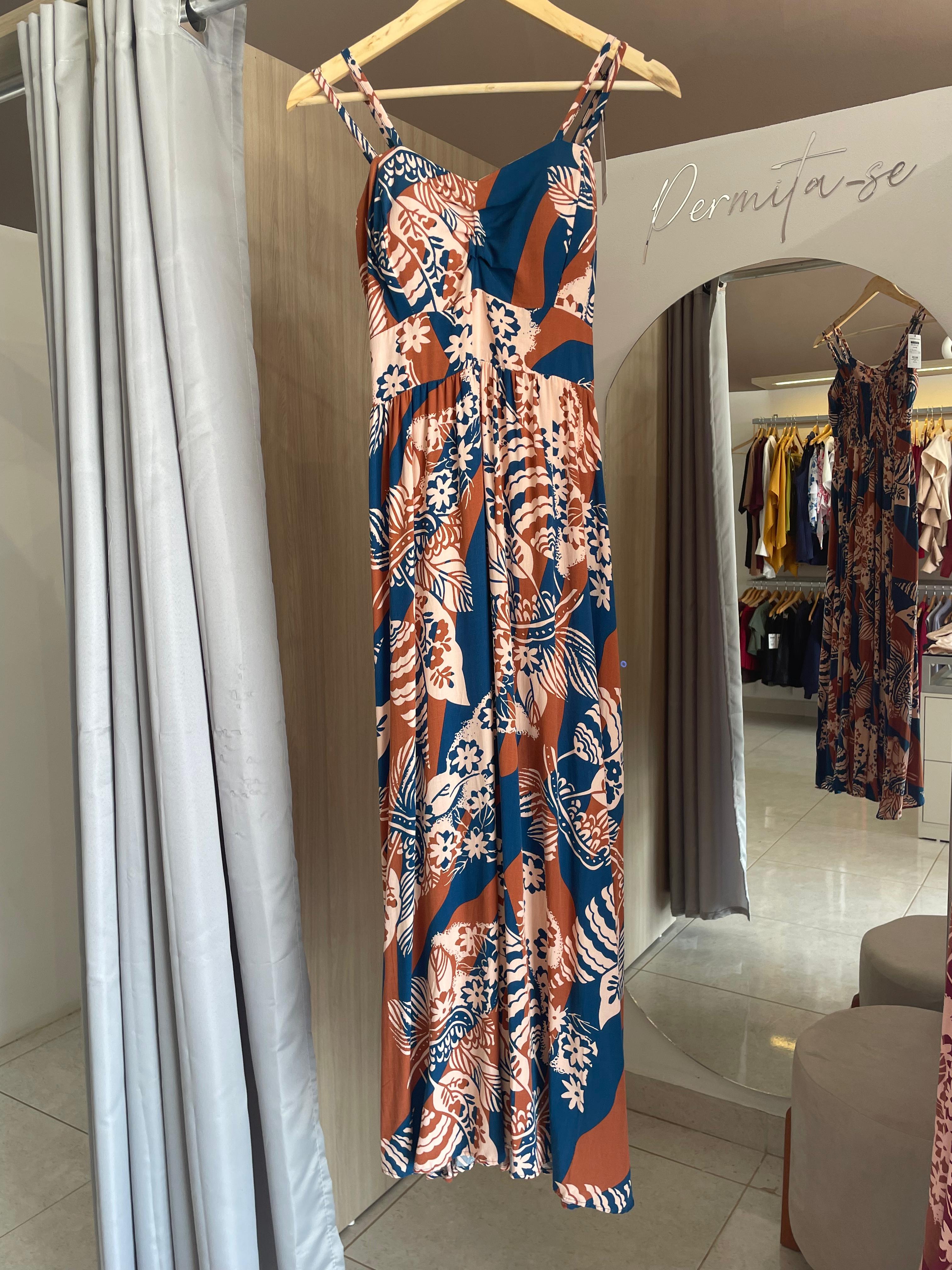 VESTIDO LONGO ESTAMPADO C\BOJO
