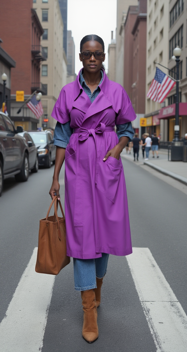 Organic Cotton Orchid Purple Belted Trench Duster Dress- Flow by Tara Davis