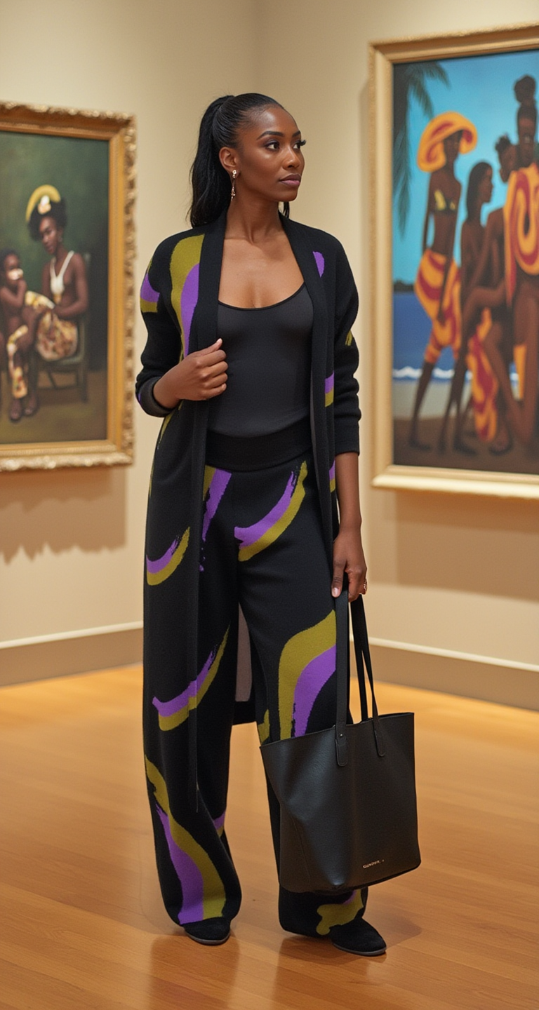 Black Orchid Print Knit Pant- Flow by Tara Davis