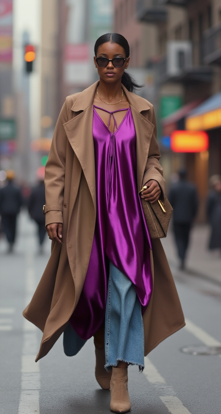 Orchid Purple Satin Asymmetric Dress- Flow by Tara Davis