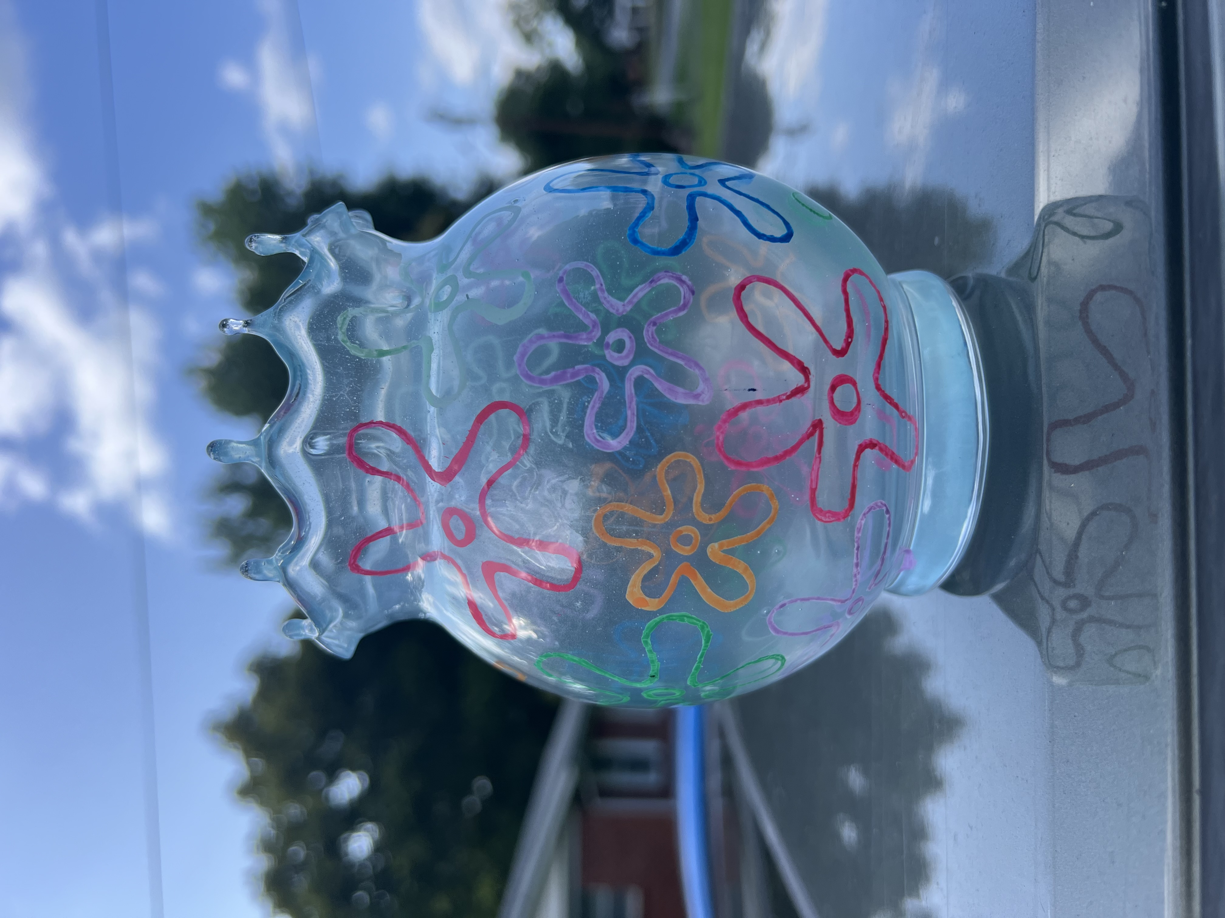 Floral Hand-Painted Glass Vase