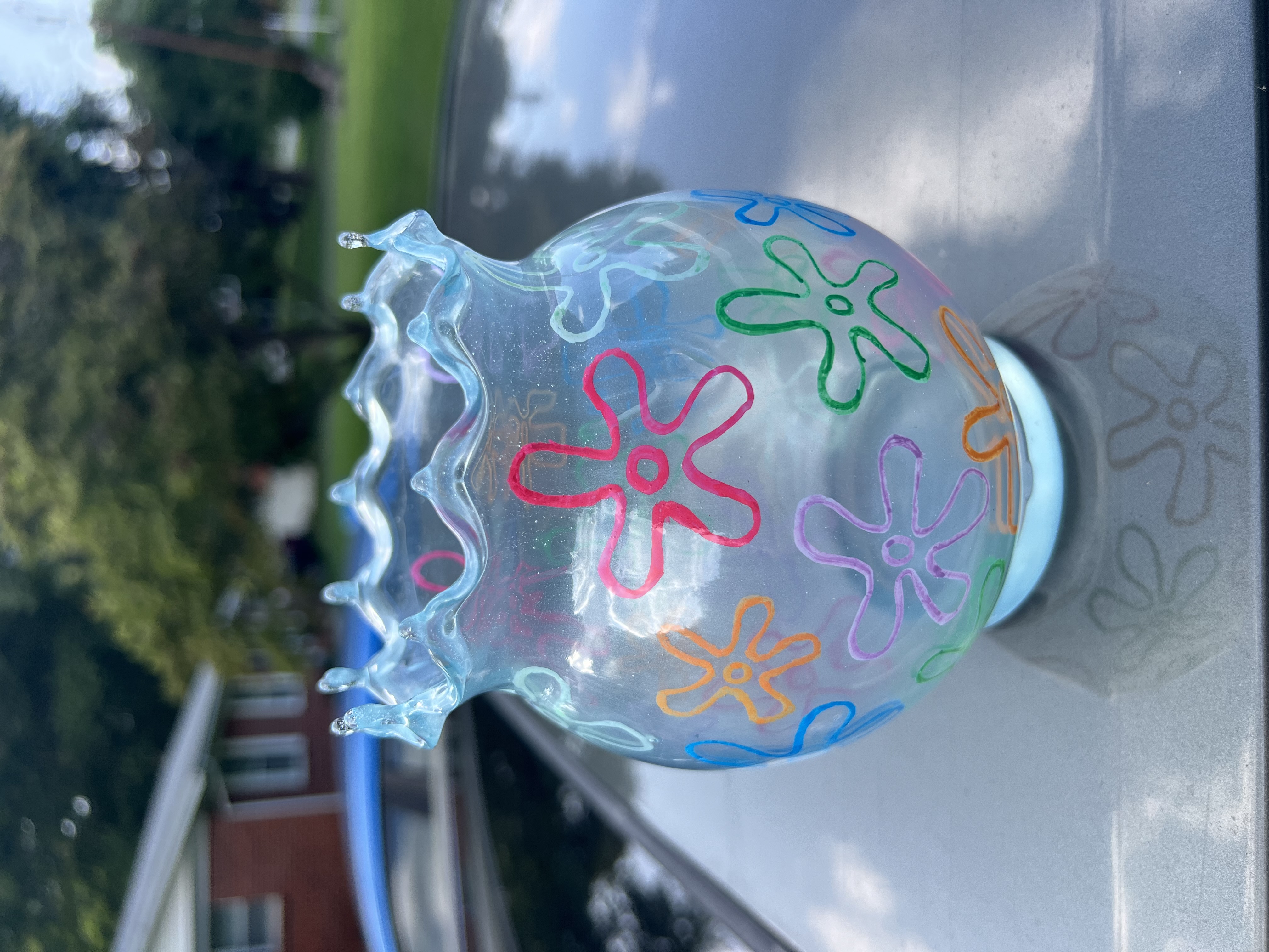 Floral Hand-Painted Glass Vase
