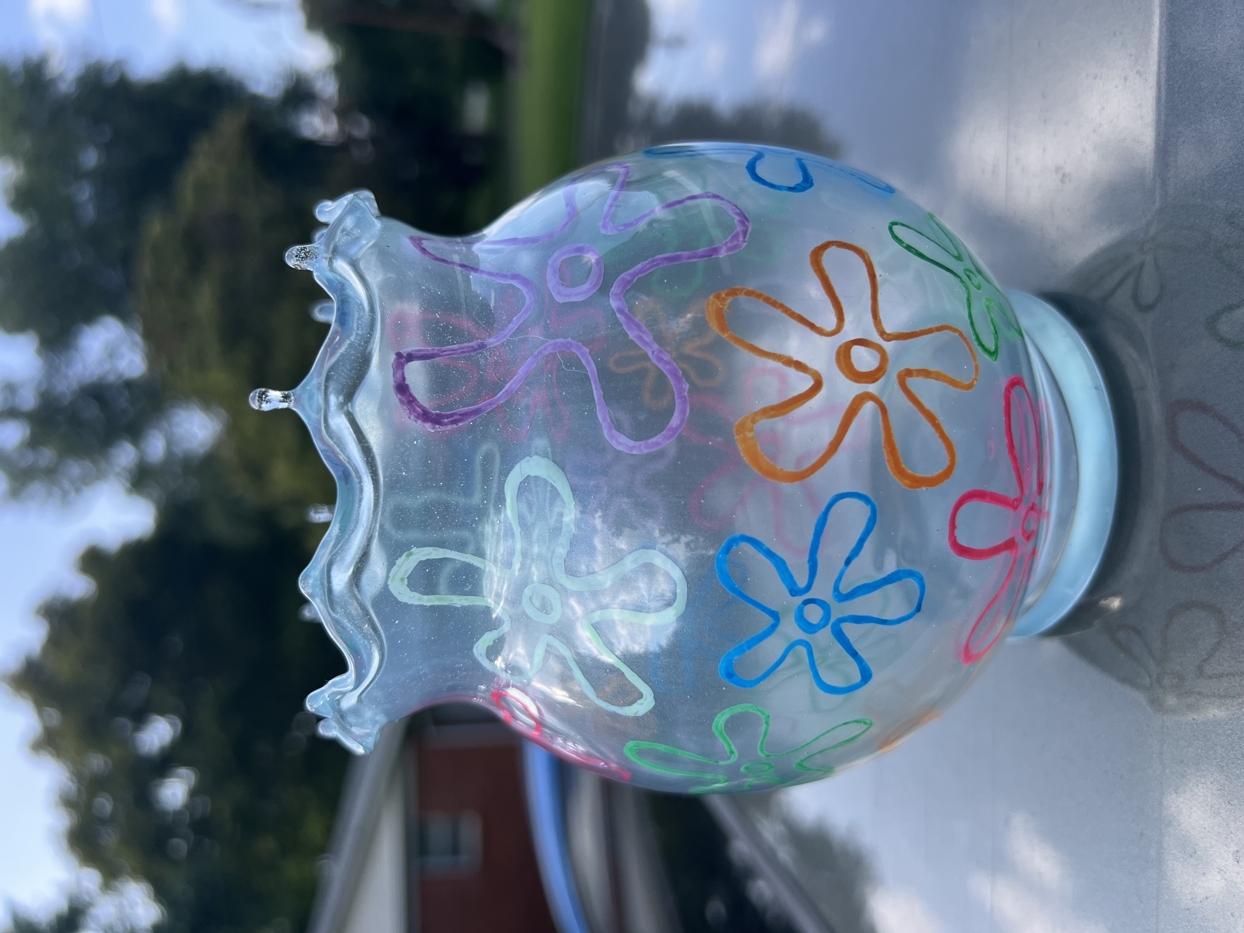 Floral Hand-Painted Glass Vase