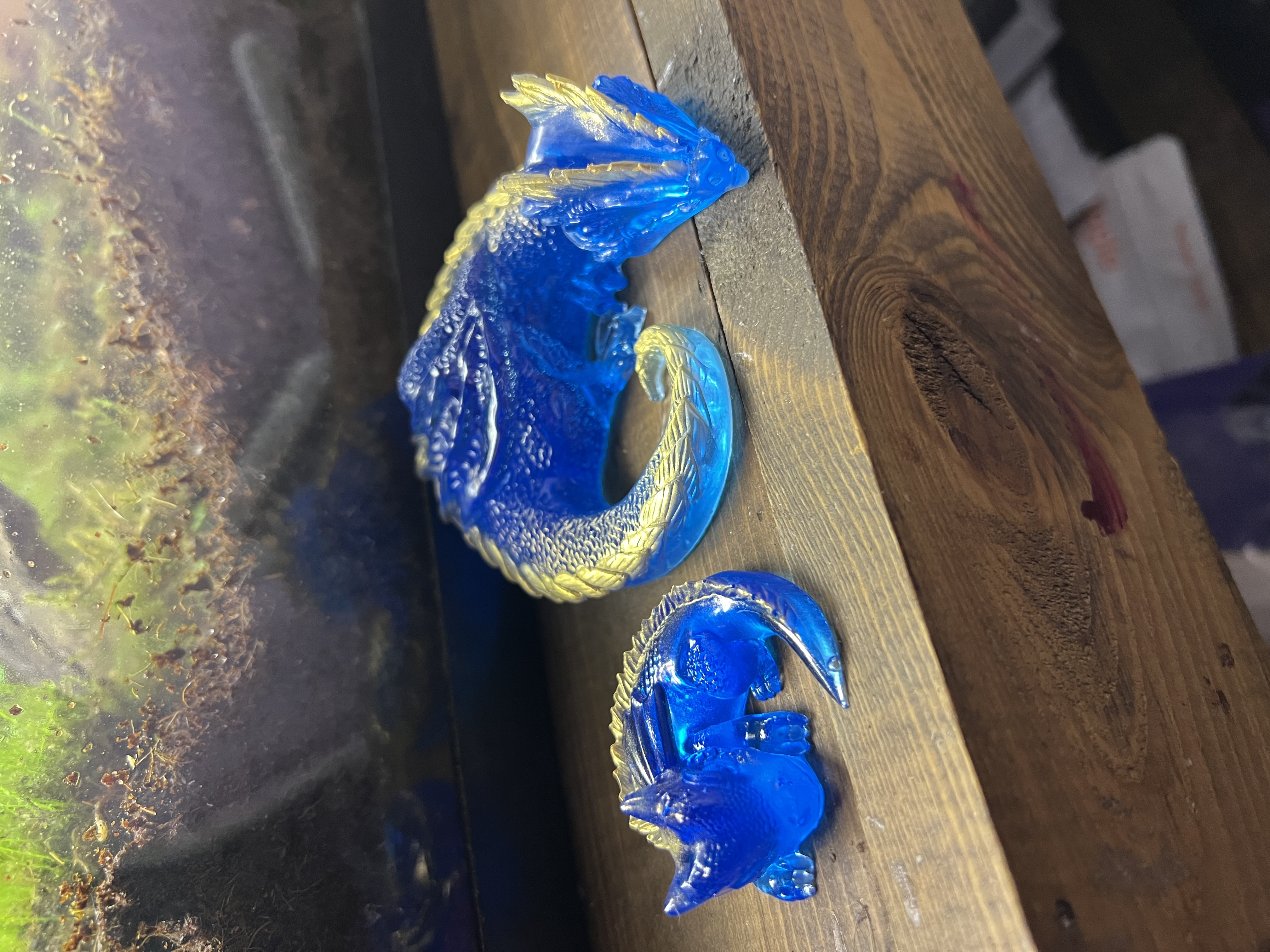 Mama and Baby Dragon Resin Figurines