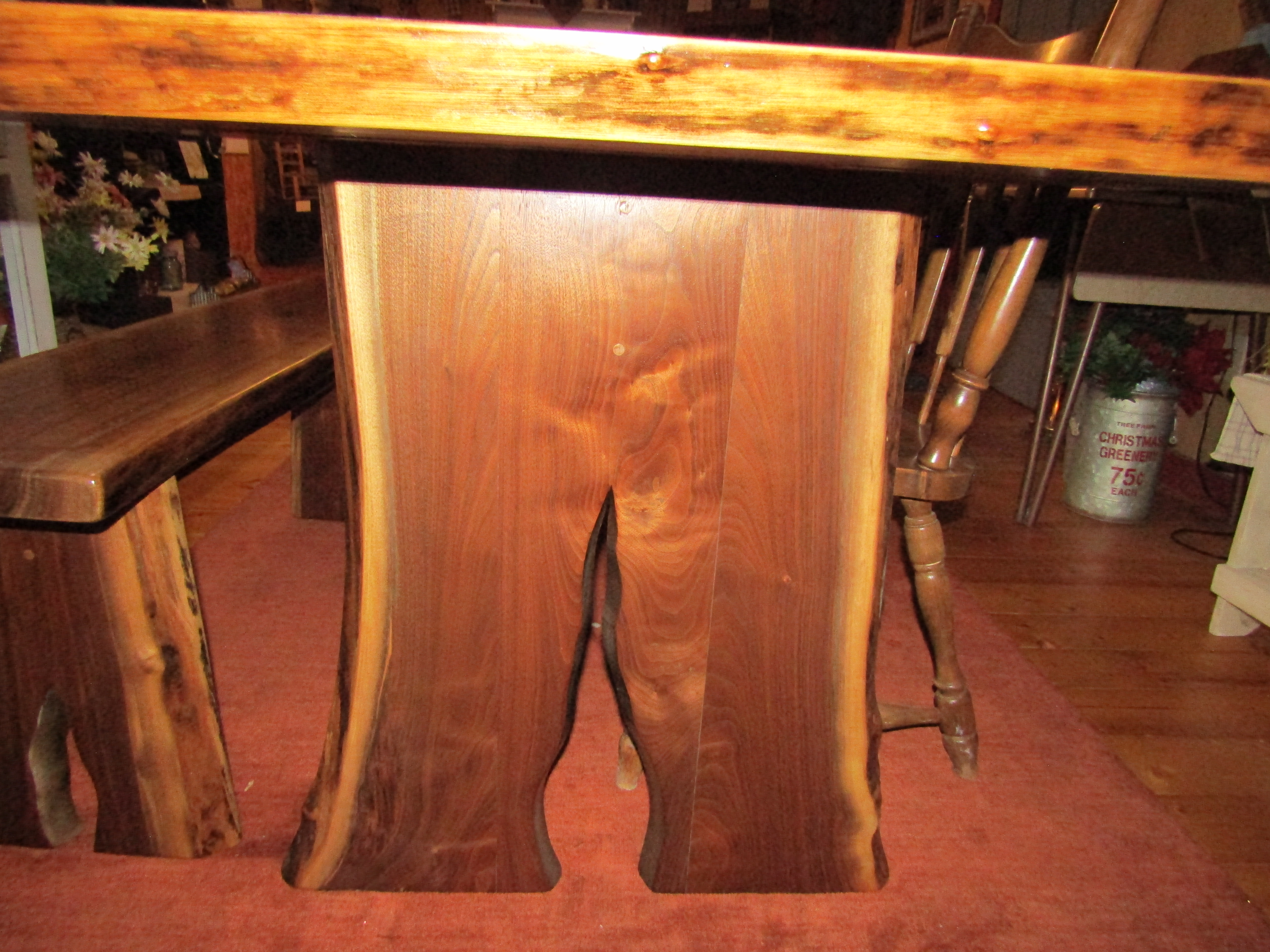 Rustic Solid Wood Dining Table and Bench Set