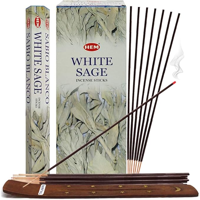 Varillas de incienso de salvia blanca HEM. Incluye soporte para inciensos!