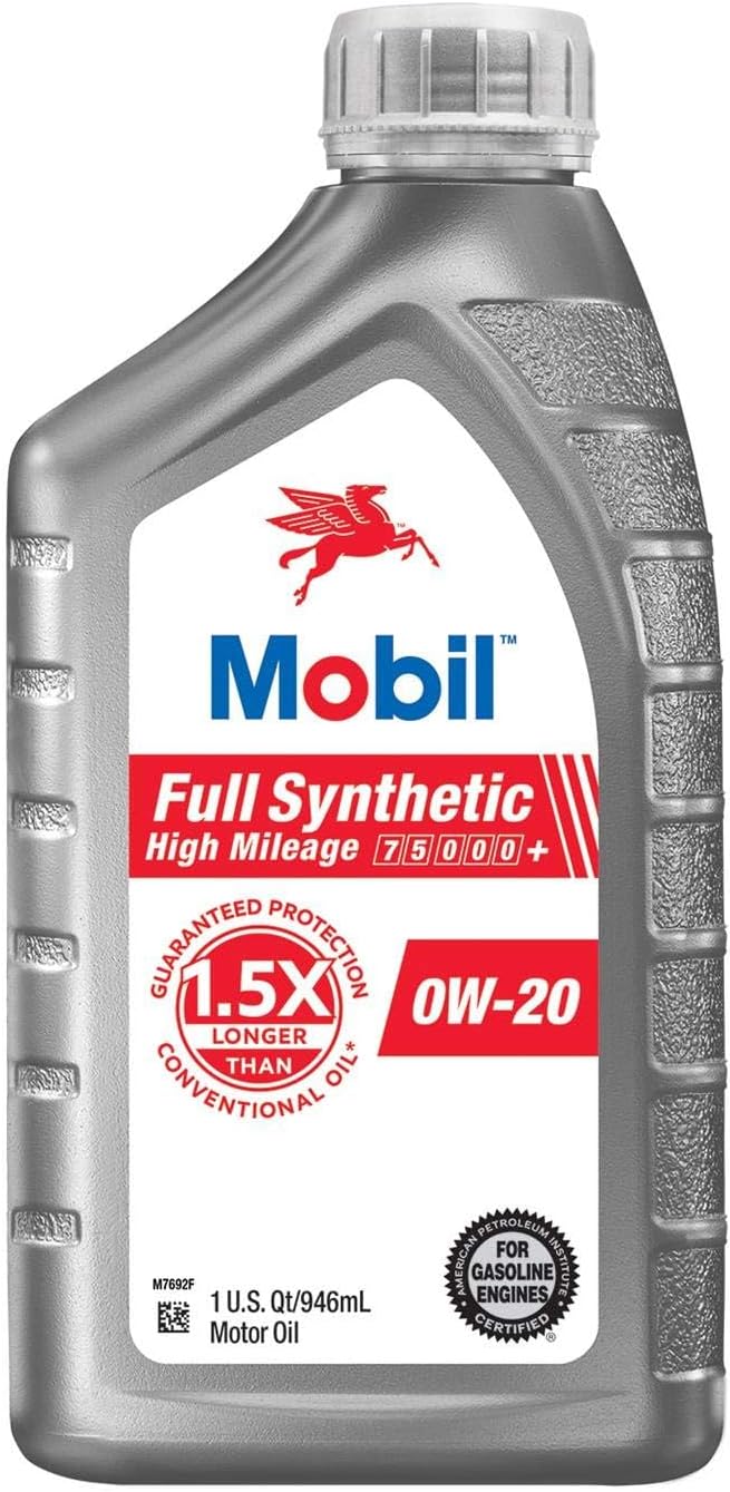 Aceite de motor Mobil totalmente sintético de alto kilometraje 0W-20