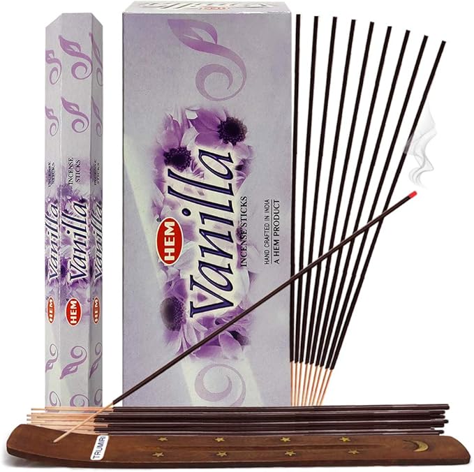 Juego de varillas de incienso de vainilla HEM. Incluye soporte para inciensos!