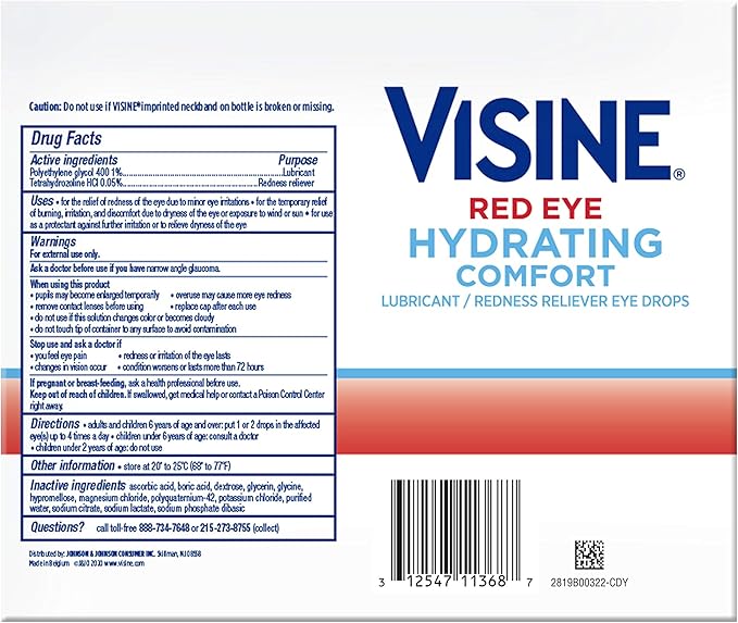 Visine Red Eye Colirio Hidratante.