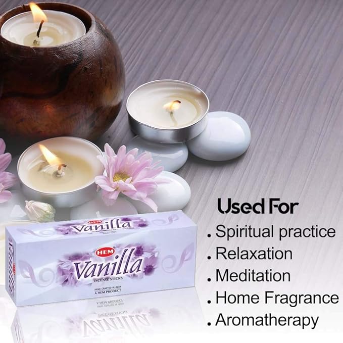 Juego de varillas de incienso de vainilla HEM. Incluye soporte para inciensos!