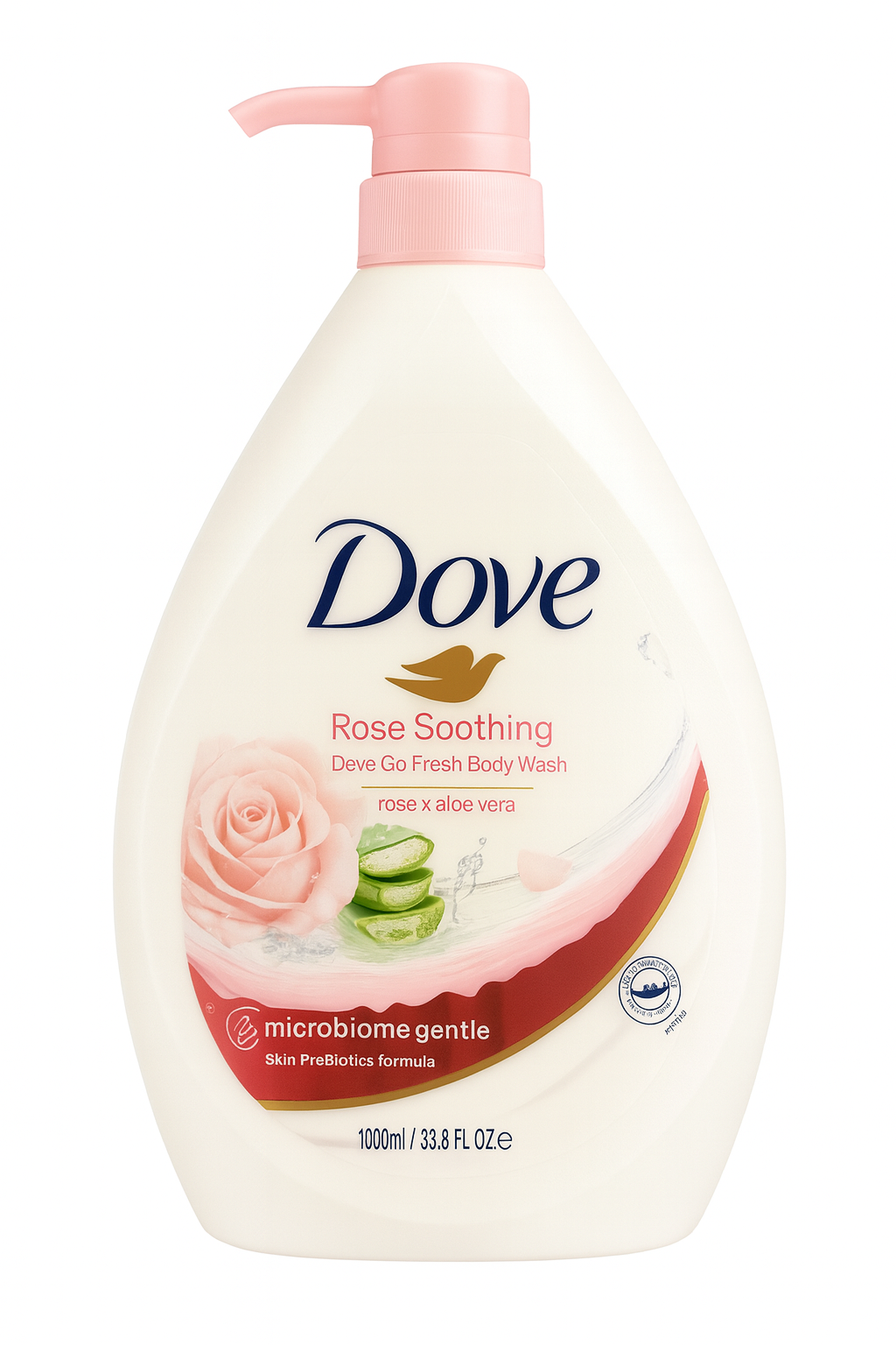Jabón corporal calmante Dove Rose con aloe vera. 1 litro.