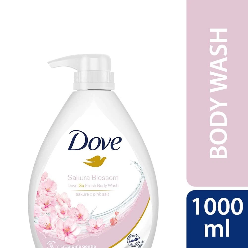 Dove Gel de baño refrescante con flores de Sakura, 1LT