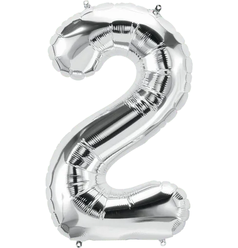 Balão Metalizado Prata Números 16'' NÚMEROS