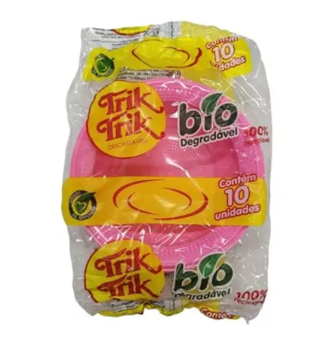 Prato Fundo 15cm CORES Biodegradável  Trik Trik com 10 un.