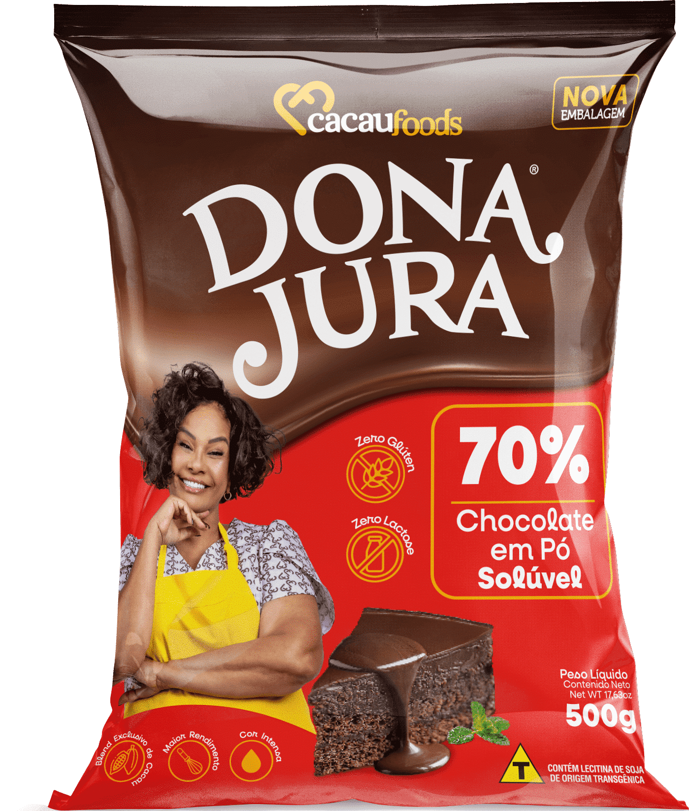 Chocolate em Pó Solúvel Dona Jura 70%  500g