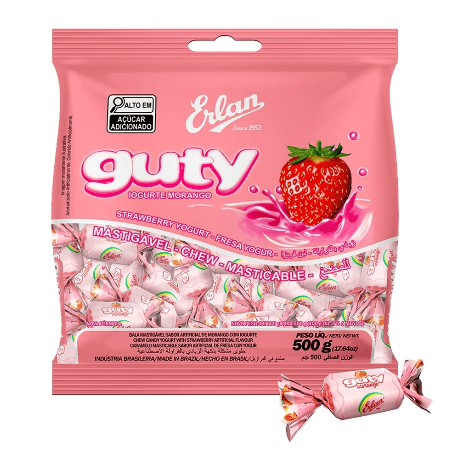 Saco Bala Guty Iogurte Morango 500g