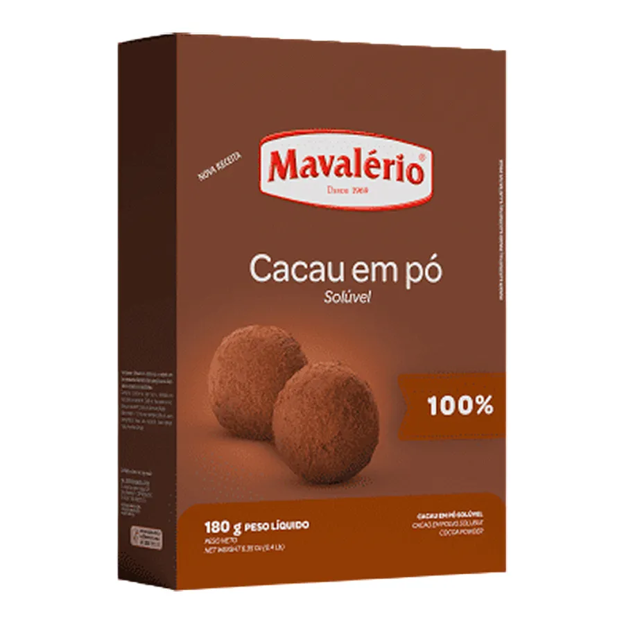 Cacau em pó sulúvel Mavalério 100% 180g