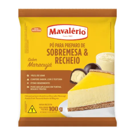 Pó para preparo sobremesa e recheio sabor maracujá Mavalério 100g