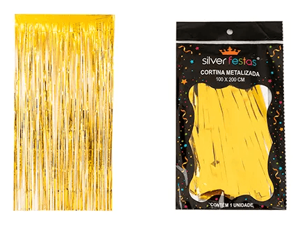 Cortina Metalizada Silver Festas CORES 100x200cm