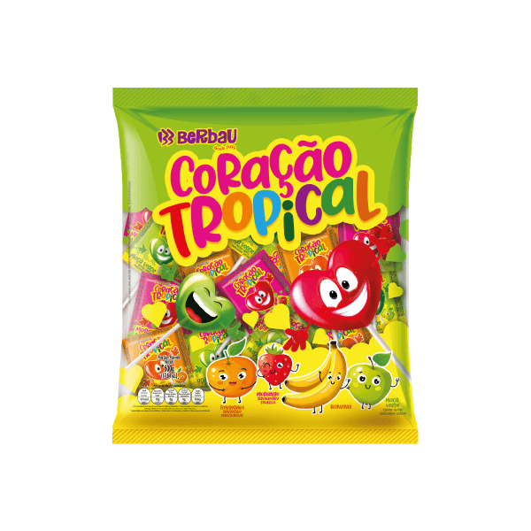 Saco Pirulito Coração Tropical Berbau SABORES 600g