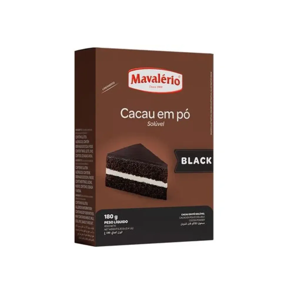 Cacau em pó solúvel Mavalério BLACK 180g