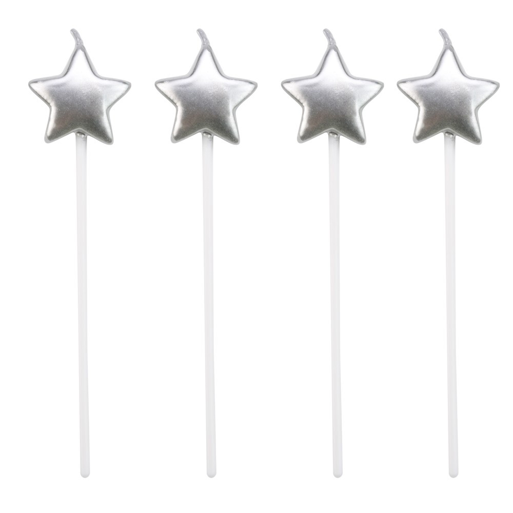 Velas de Estrela Silver Festas CORES com 4 unidades
