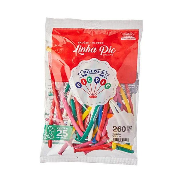 Balões Liso Pic Pic 260 com 25 un. CORES