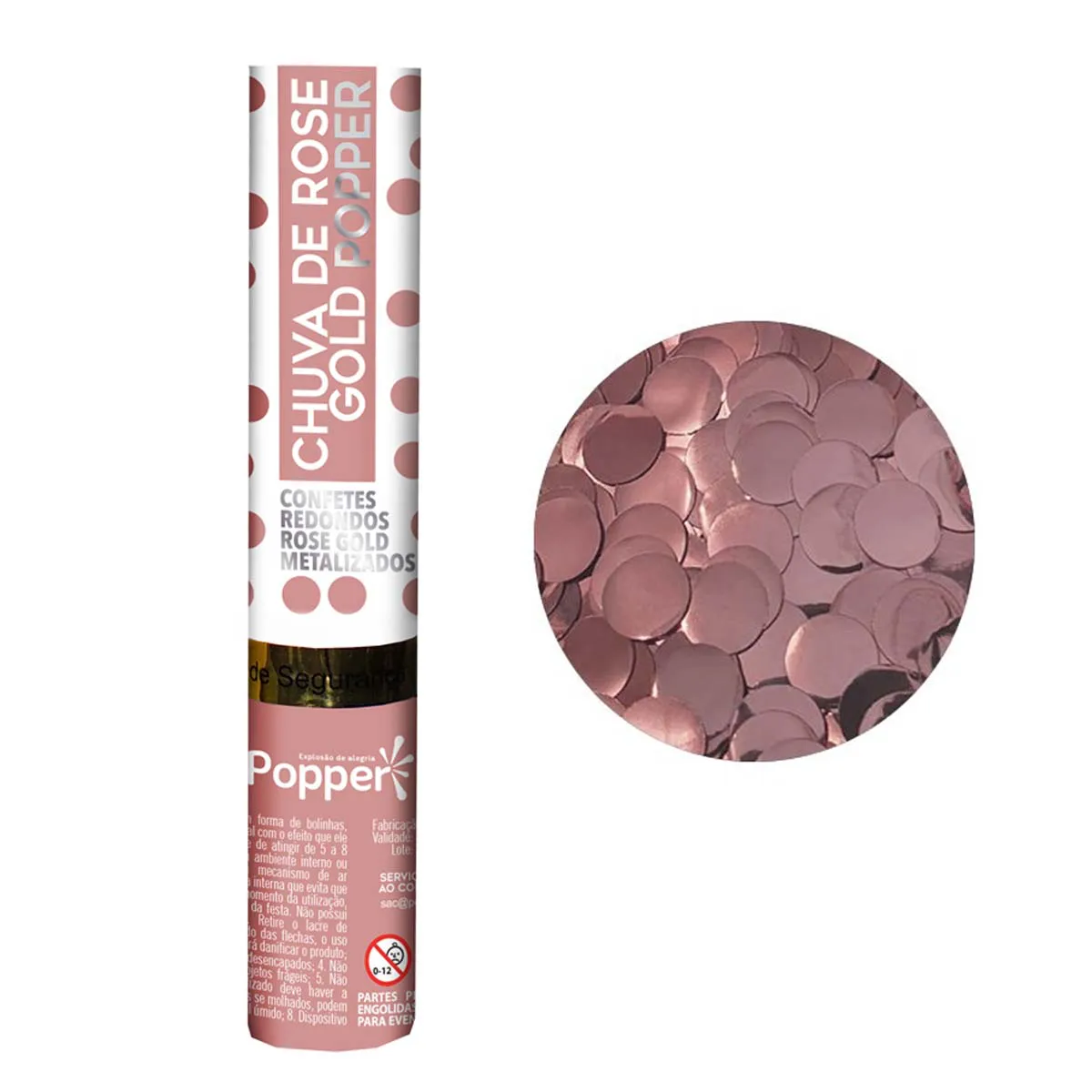 Estouro Confetes Redondos Rosé Gold Metalizados