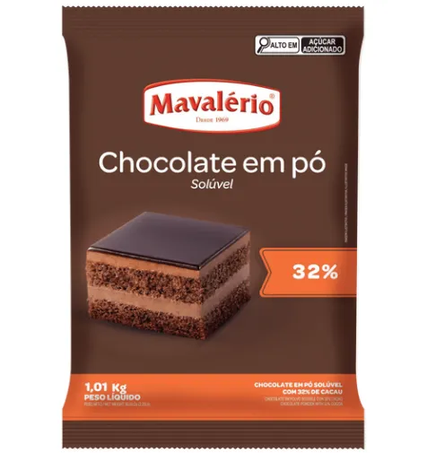 Chocolate em pó sulúvel Mavalério 32% 1,01kg