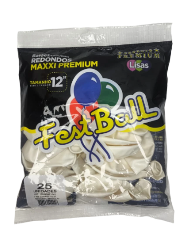 Balões Redondos Festball 12" Branco Perolizado
