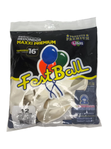 Balões Redondos  Festball 16" Branco Perolizado