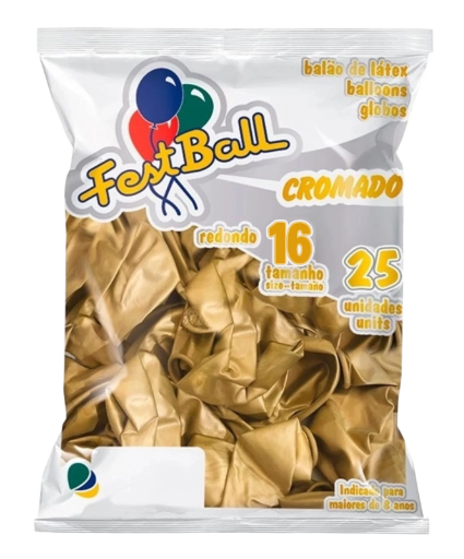 Balões Cromado Festball 16" CORES com 12 un.