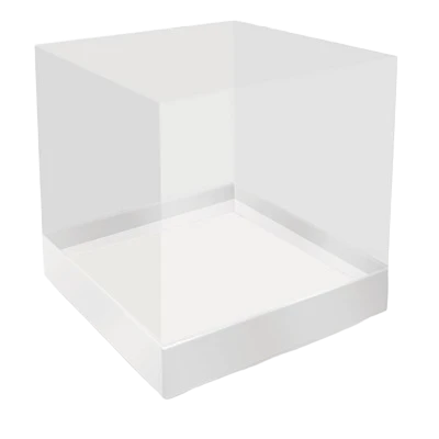 Caixa de Panetone Com Tampa Acetato Branca G