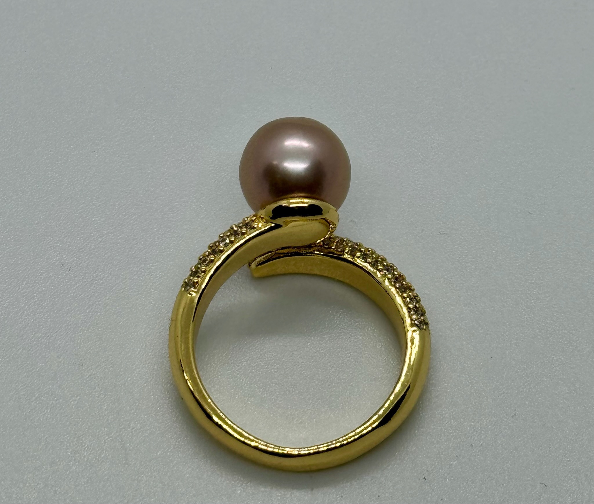 Gold Fill Pave Pearl Bypass Ring