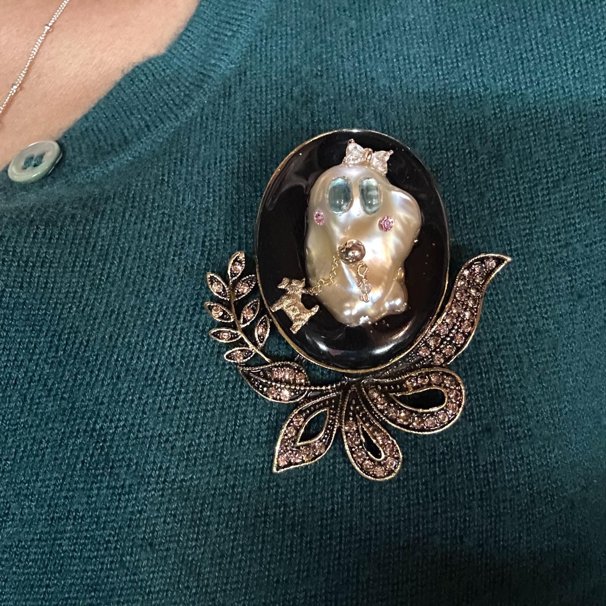 A Debutante and Her Golden Dog Brooch