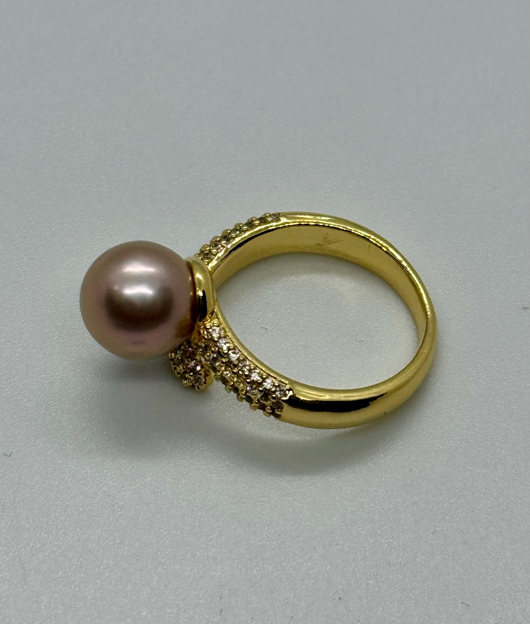 Gold Fill Pave Pearl Bypass Ring