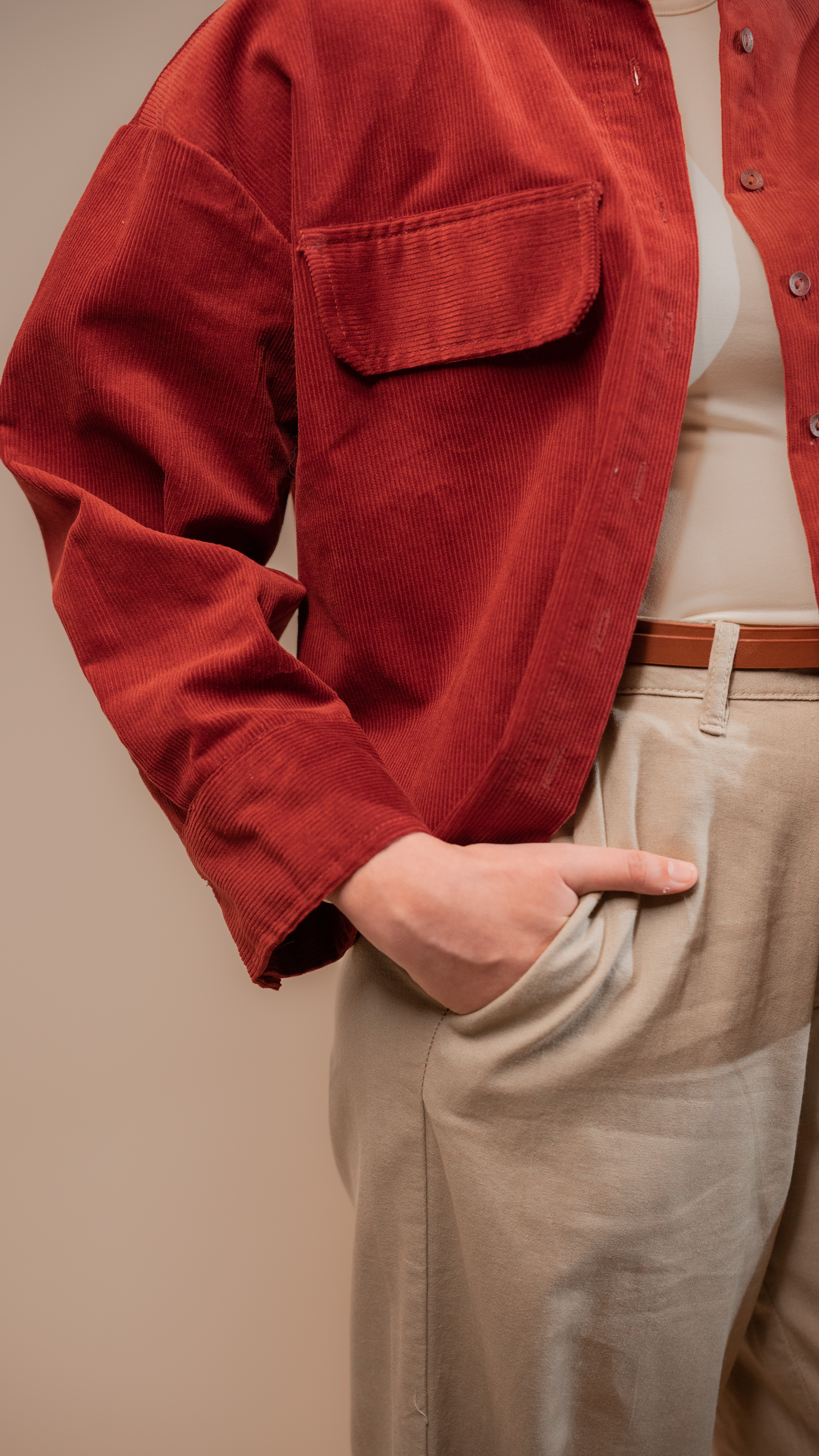 Cropped Corduroy Shacket