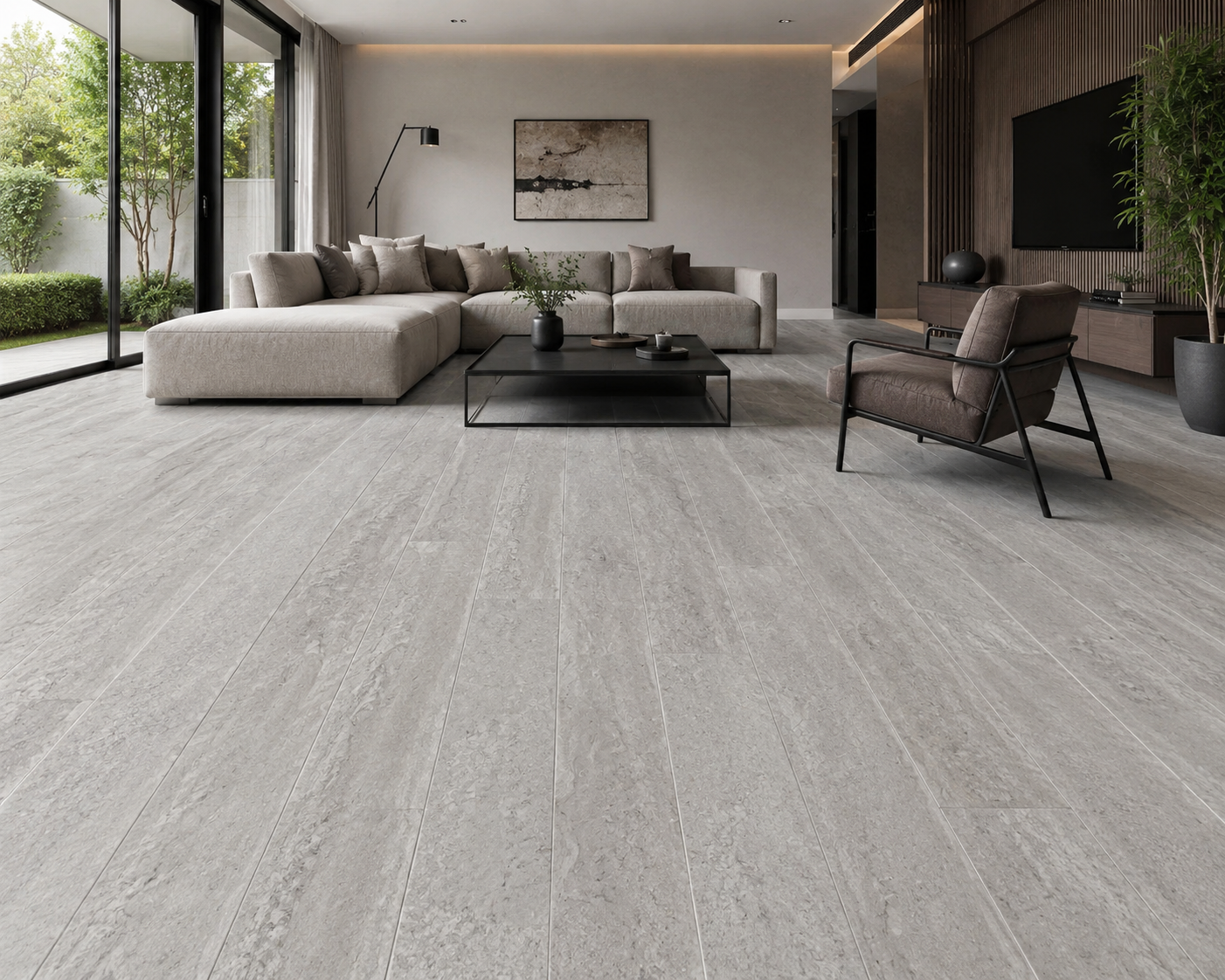 PISO SPC NUBE, 18,2cm X 1,22m , 5mm de grosor, hule IXPE de 1mm incluido, capa de desgaste ,5mm, no requiere pegamento