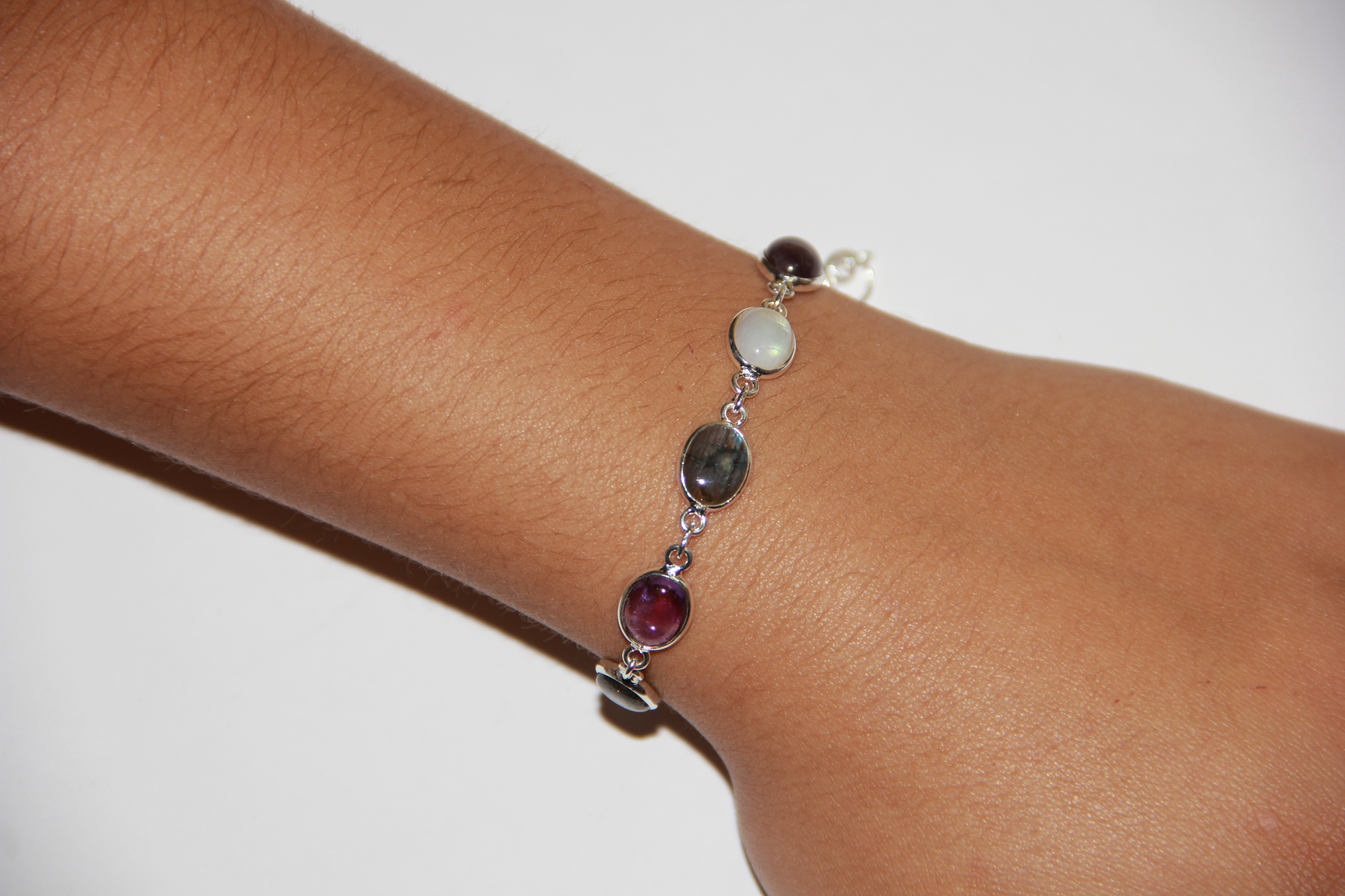 Pulsera De Piedra De Colores Lisa