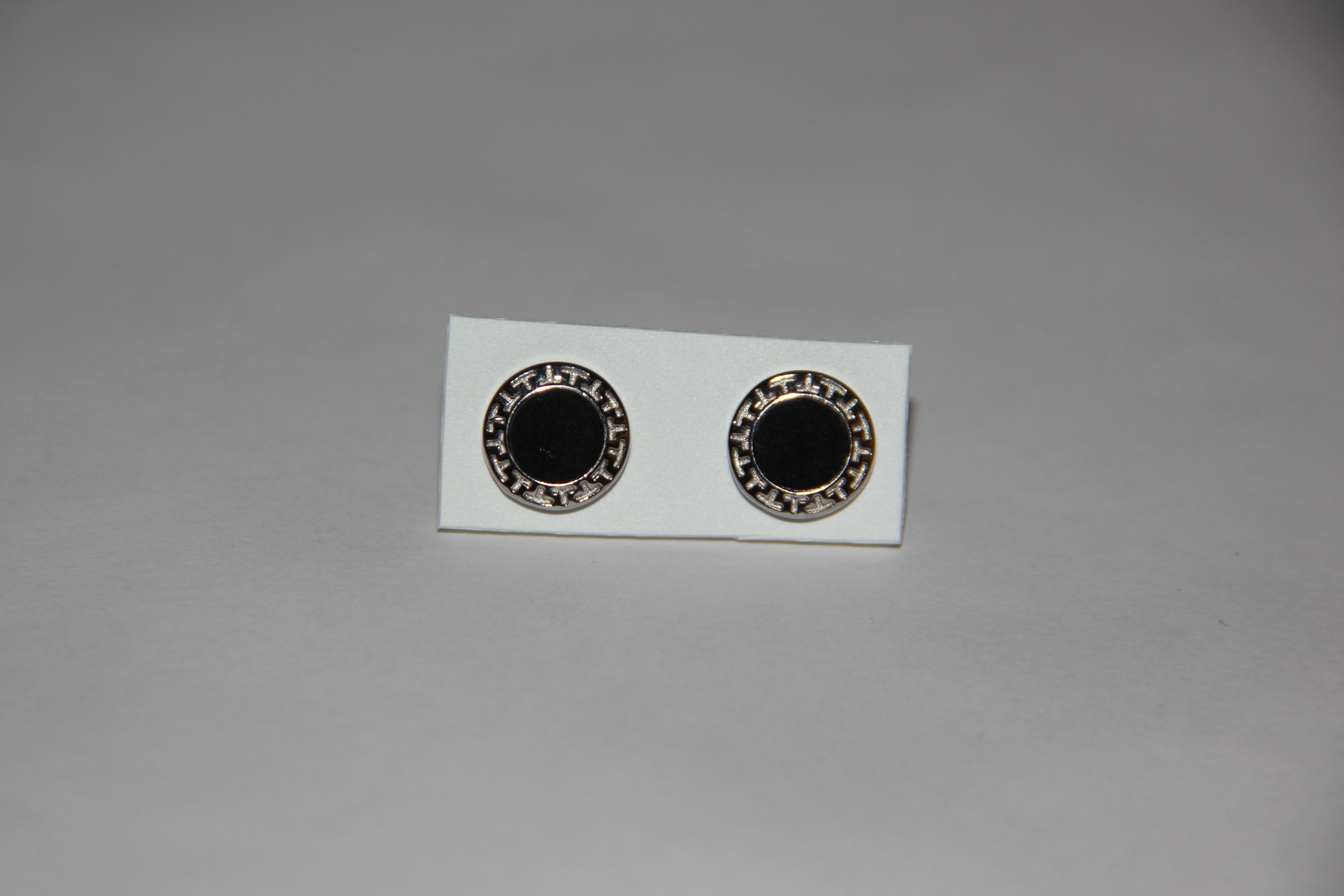Pendientes Negros Con Borde Greca