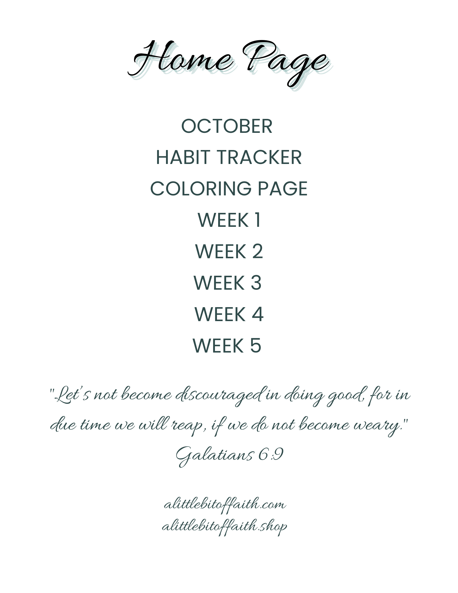 A Little Bit of Faith October Daily Digital Planner