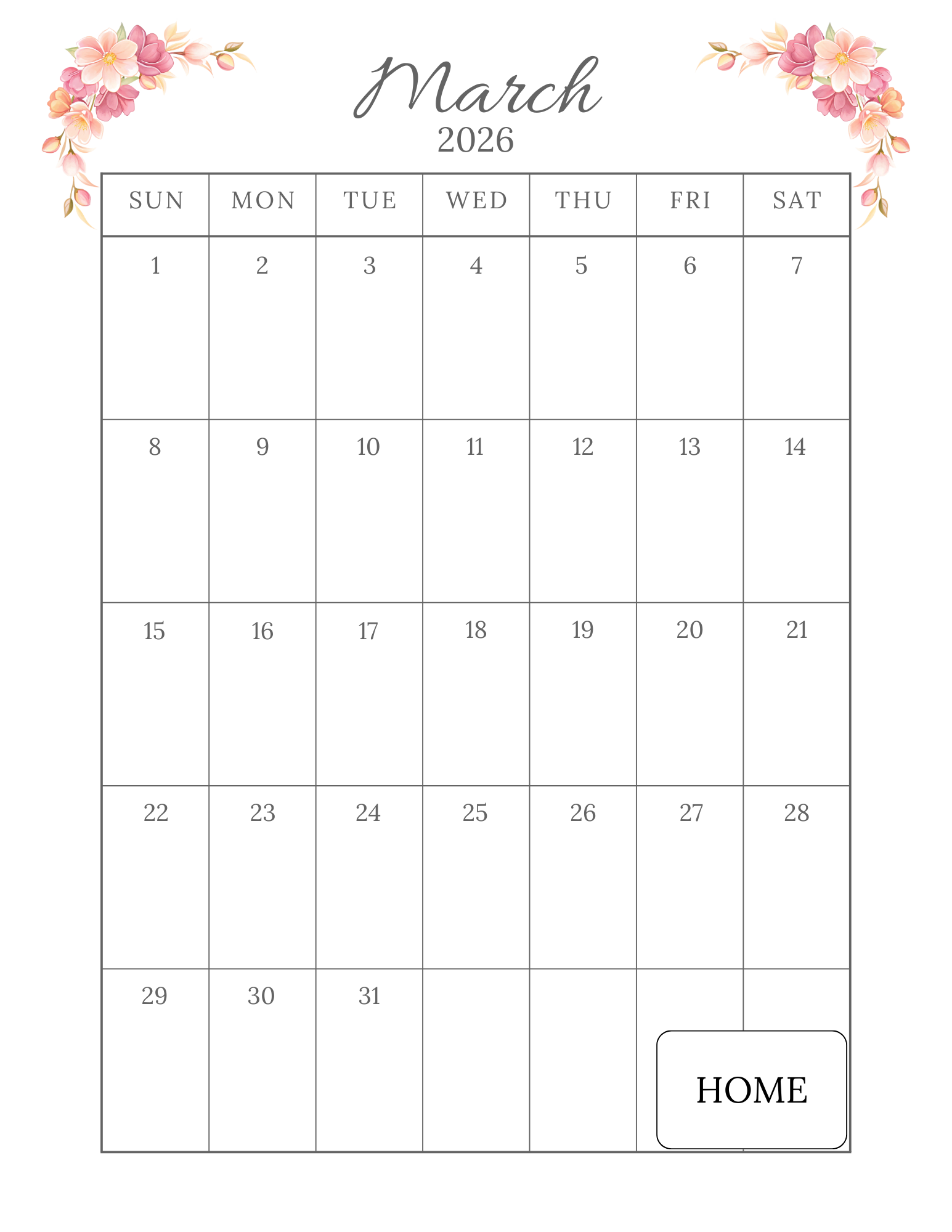 March 2026 Digital Self-Care Planner