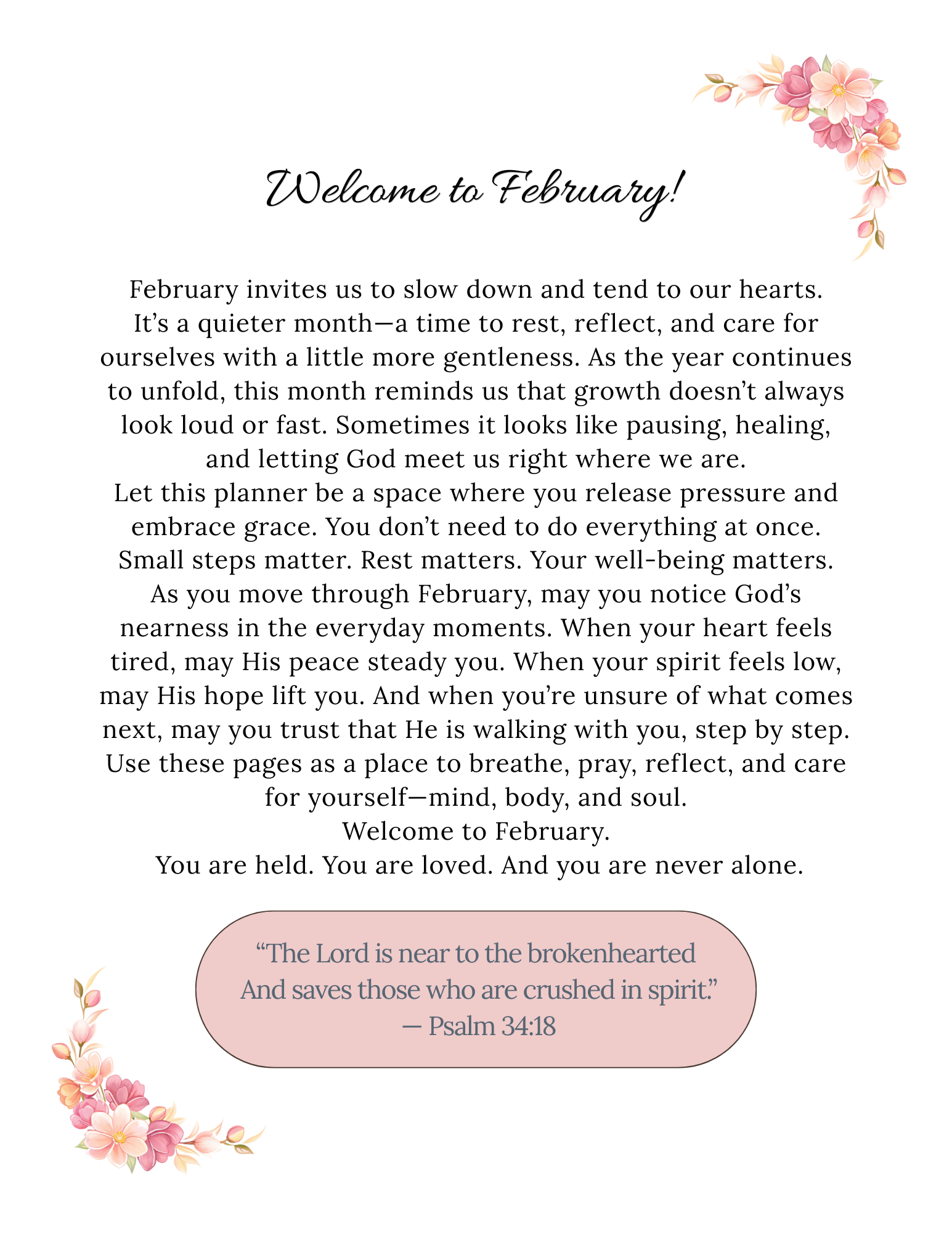 February 2026 Digital Self-Care Planner