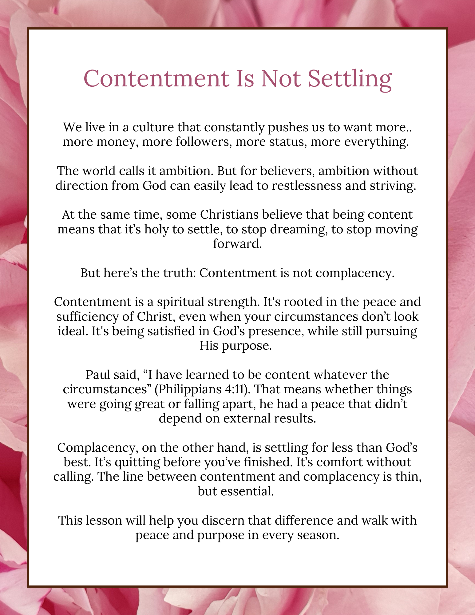 Learning Contentment