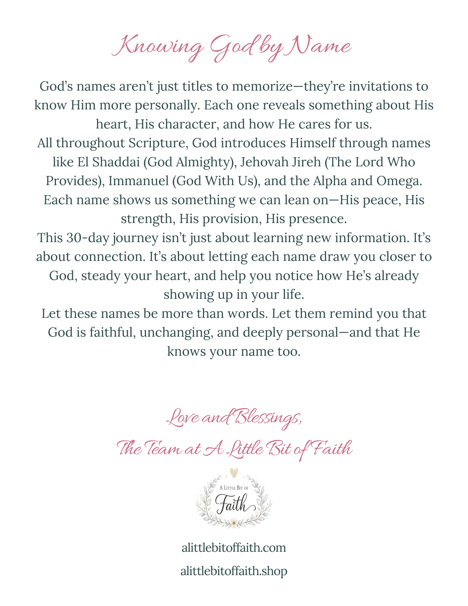 Names of God 30-Day Devotional Journal