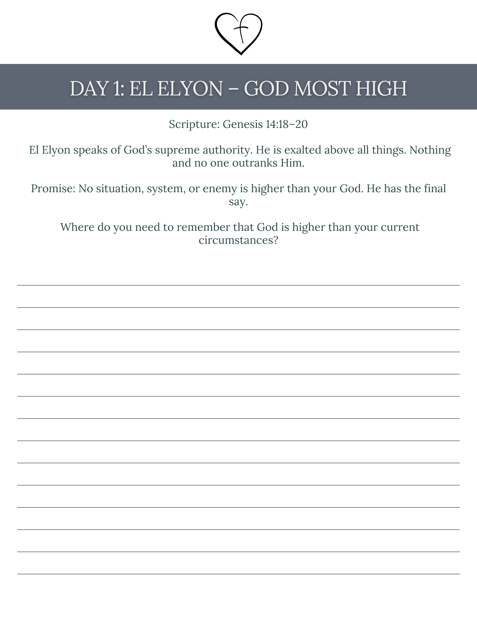 Names of God 30-Day Devotional Journal