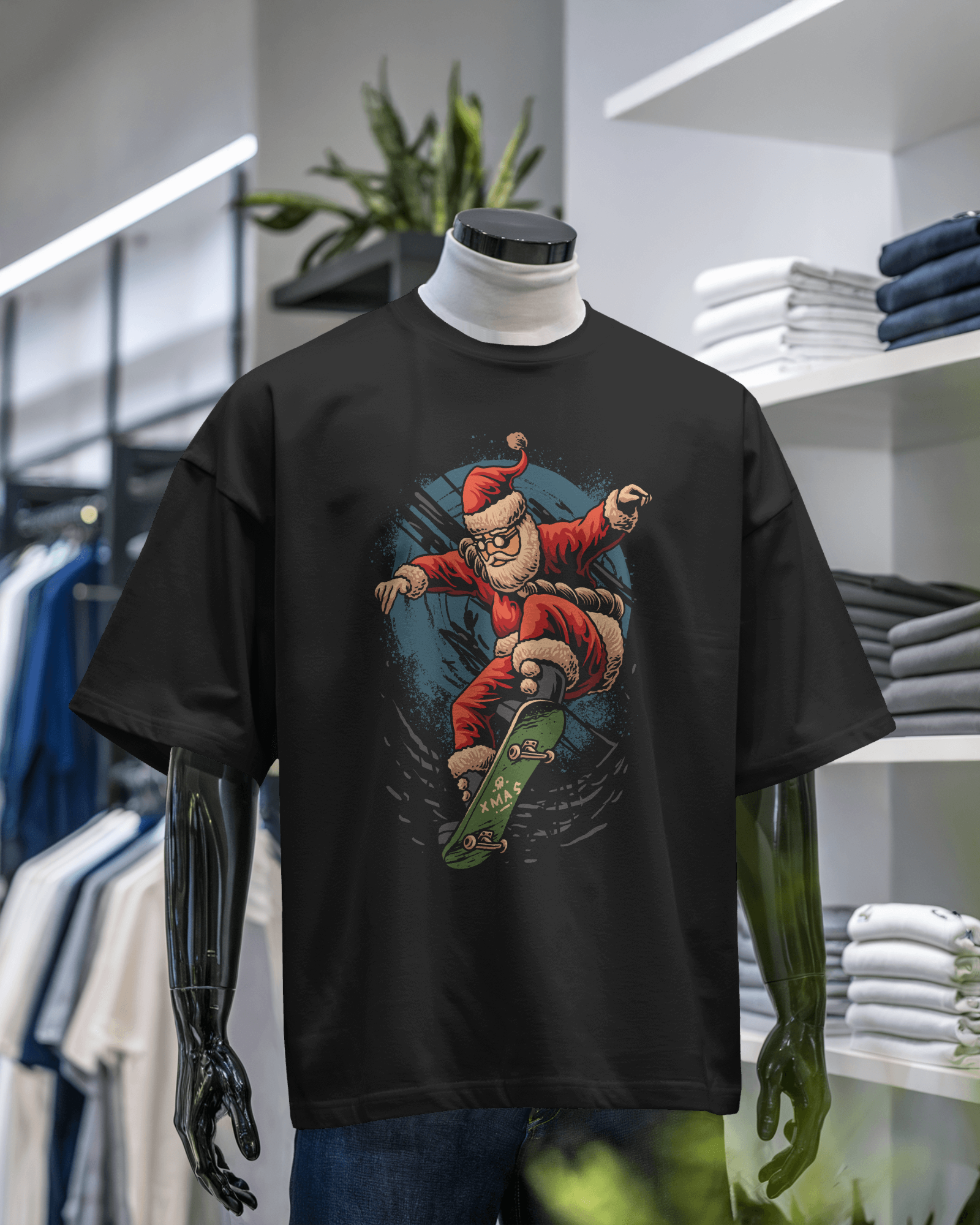 Santa Skateboard T-Shirt