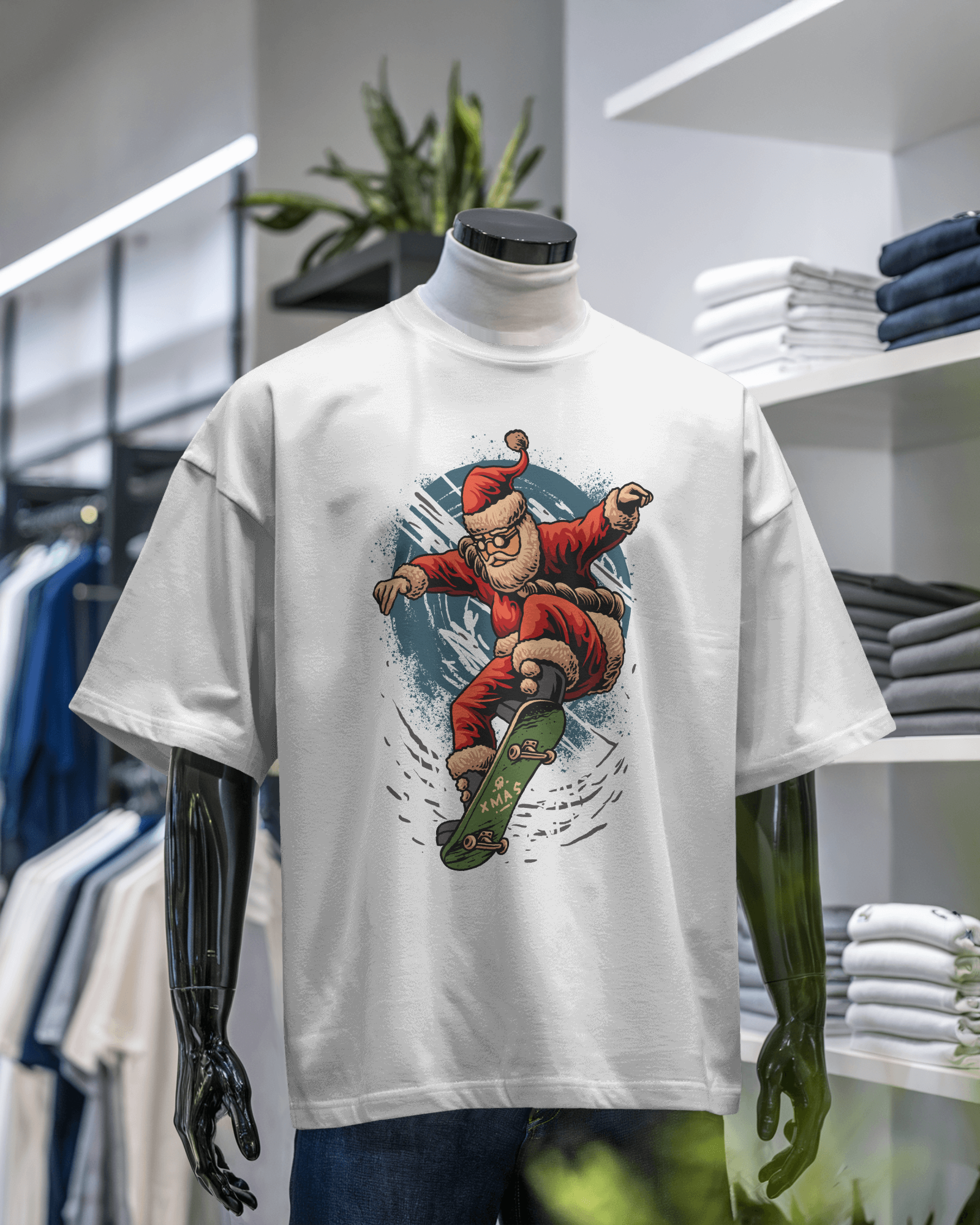 Santa Skateboard T-Shirt